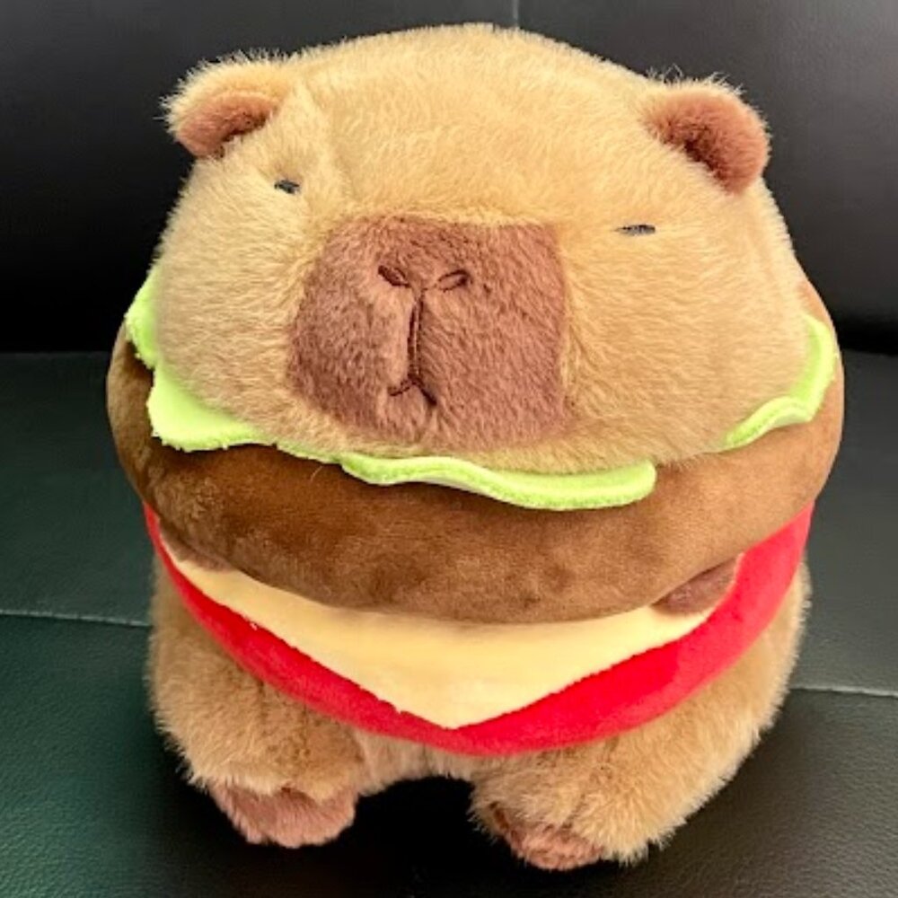Big Capybara Cheeseburger Stuffed Plush!  9"  NWT